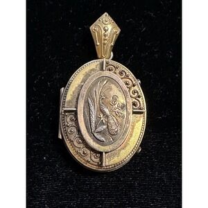 Antique Victorian Locket GF Peacock Etruscan‎